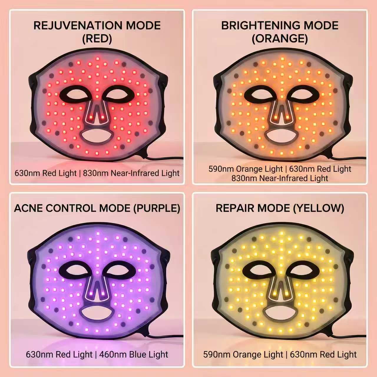 AuraGlow 4-in-1 LED Light Therapy Face Mask